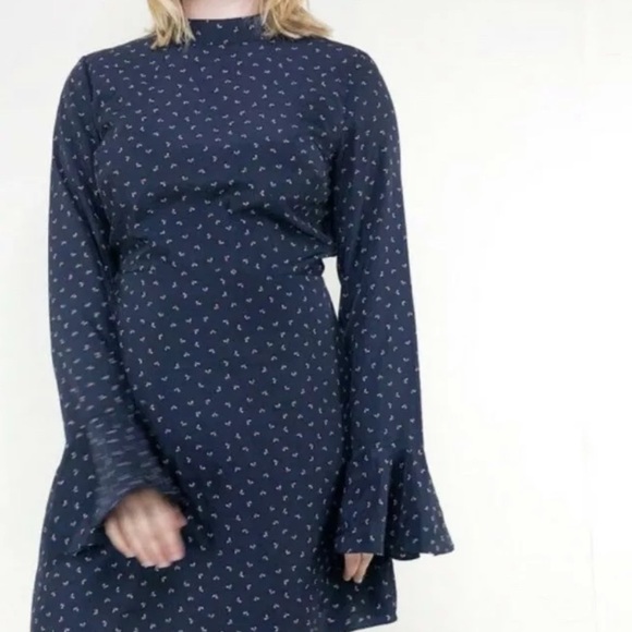 J.O.A Navy Mockneck Dress Size Small - Picture 5 of 8